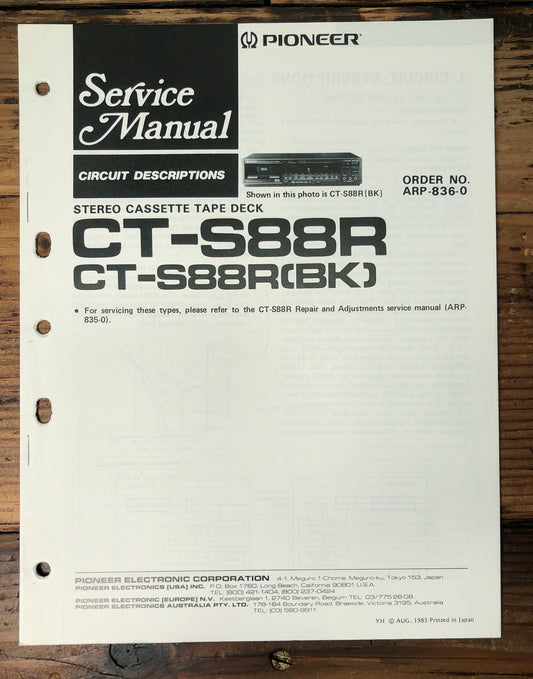 Pioneer CT-S88R Cassette Deck Service Manual *Original*