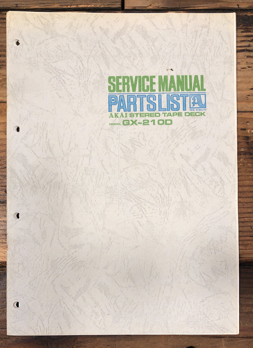 Akai GX-210D Reel to Reel Service Manual *Original*