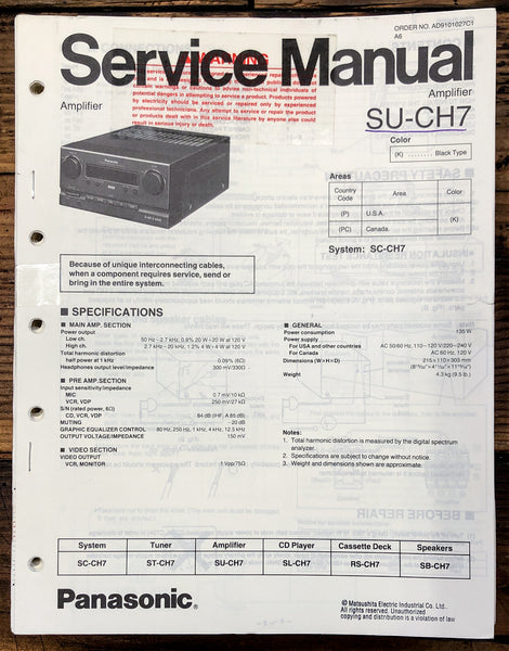 Panasonic SU-CH7 Amplifier  Service Manual *Original*