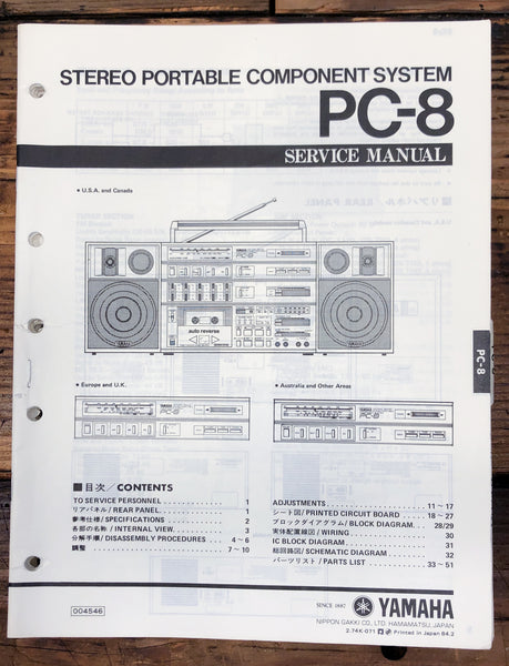 Yamaha PC-8 Portable Stereo / Radio  Service Manual *Original*
