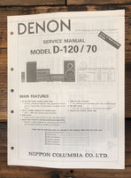 Denon D-70 D-120 Stereo  Service Manual *Original*