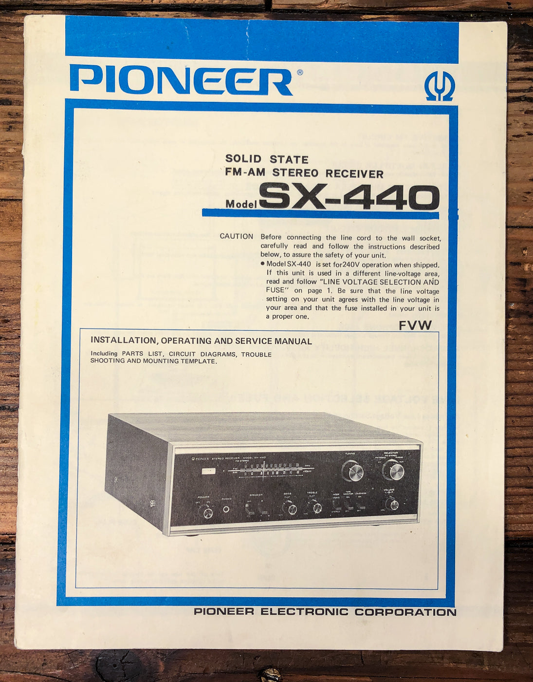 Pioneer SX-440 Receiver Owner & Service Manual *Original*