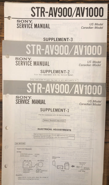 Sony STR-AV900 STR-AV1000 Receiver Supp. 1 2 & 3 Service Manual *Original*