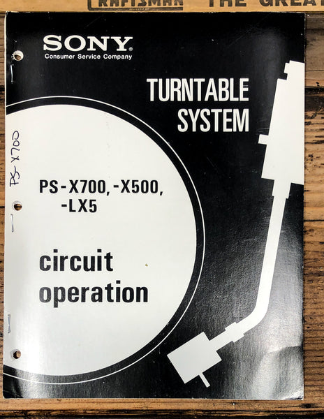 Sony PS-X500 PS-X700 PS-LX5 Turntable Circuit Operation Service Manual *Orig*