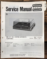 Panasonic SL-721 Record Player / Turntable  Service Manual *Original*