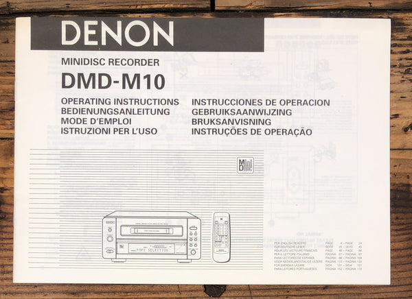 Denon DMD-M10 MD Recorder  Owner / User Manual *Original*