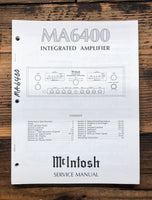 McIntosh MA6400 MA6400 Amplifier  Service Manual *Original*