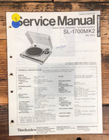 Technics SL-1700 MK2 Record Player / Turntable  Service Manual *Original*