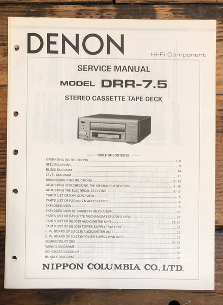 Denon DRR-7.5 Cassette  Service Manual *Original*