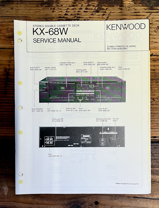 Kenwood KX-68W Cassette Service Manual *Original*