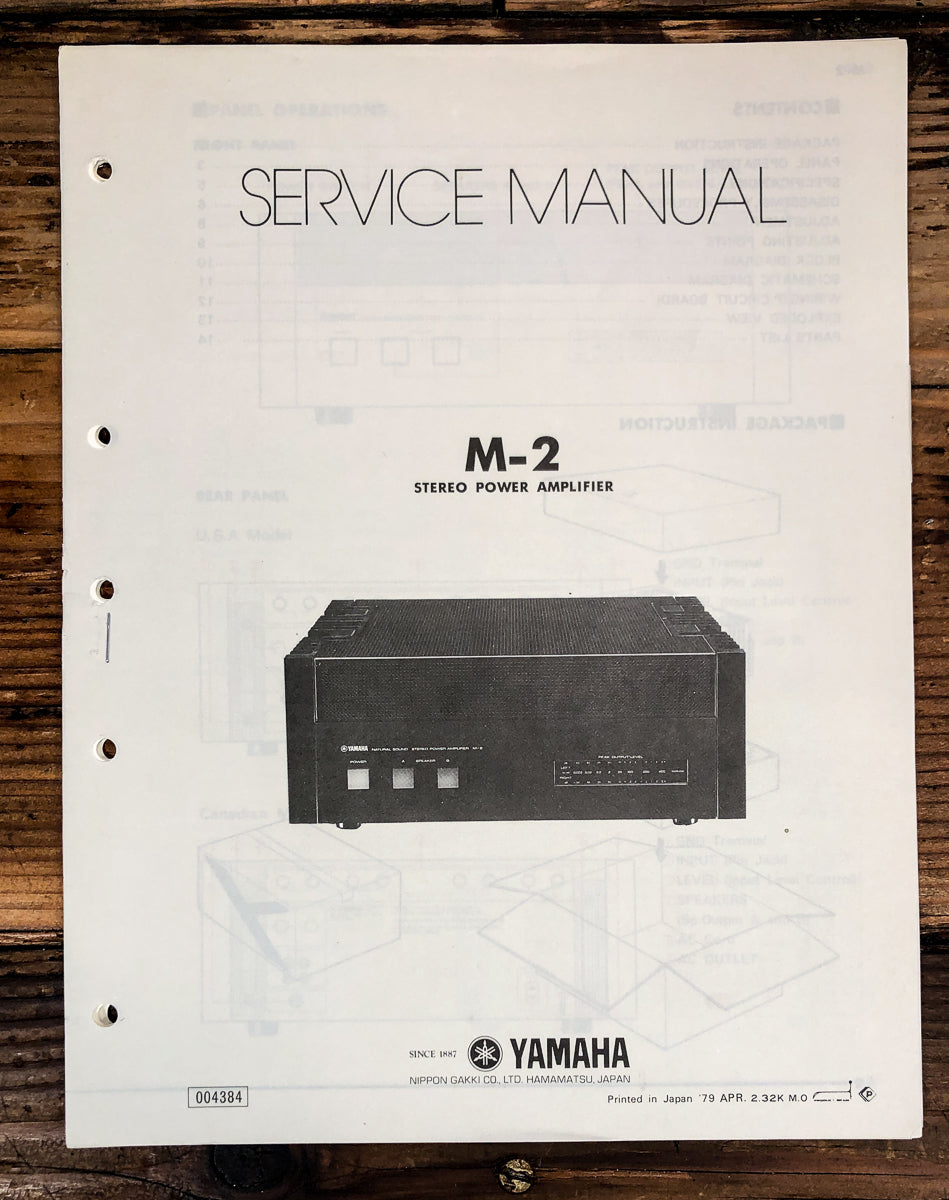 Yamaha M-2 Amplifier Service Manual *Original*