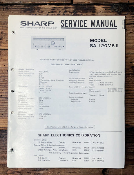 Sony SA-120 MKII Amplifier / Receiver  Service Manual *Original*