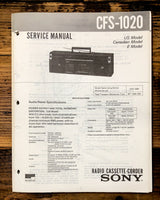 Sony CFS-1020 Radio / Stereo  Service Manual *Original*