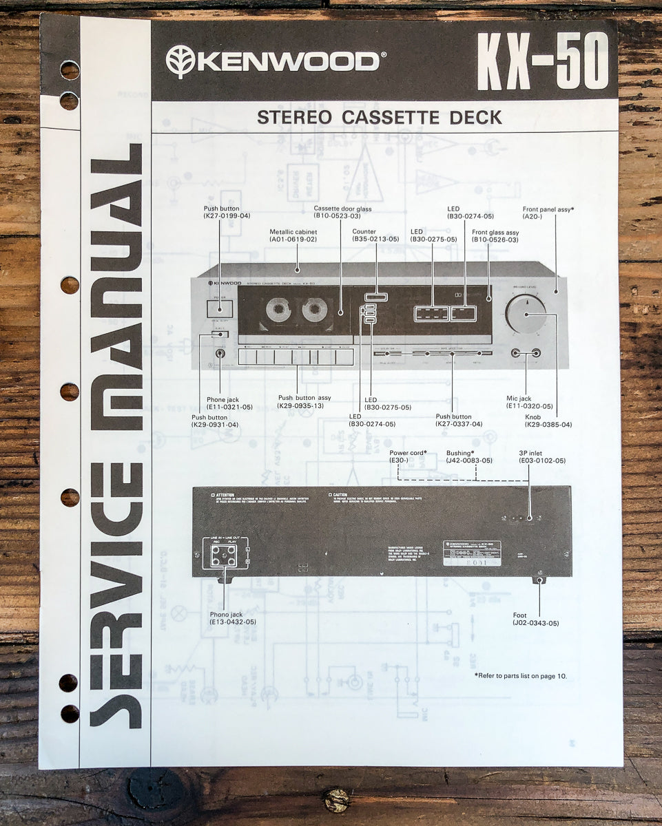Kenwood KX-50 Cassette Service Manual *Original*