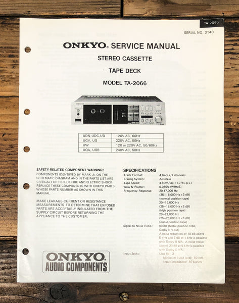 Onkyo TA-2066 Cassette Service Manual *Original*