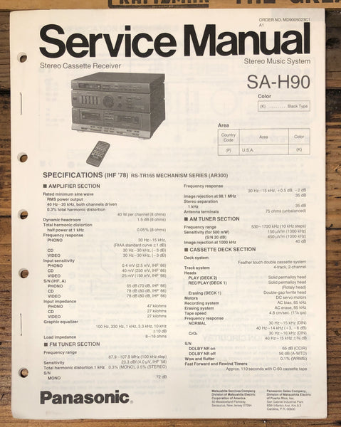 Panasonic SA-H90 Stereo Service Manual *Original*