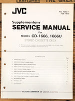 JVC CD-1666 CD-1666U Cassette Supp. Service Manual *Original*