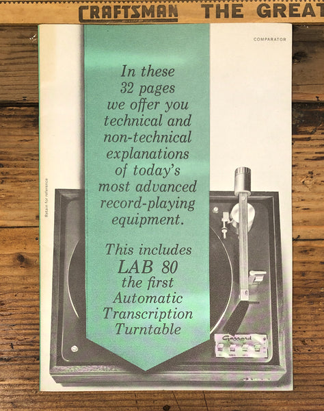 Garrard Turntable Comparator  Lab 80 A70 AT60 Model 50 20pg+ Brochure *Original*
