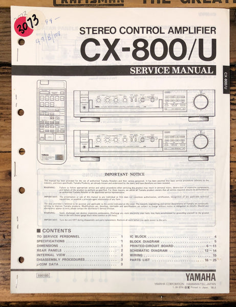 Yamaha CX-800 CX-800U Preamp / Preamplifier  Service Manual *Original*