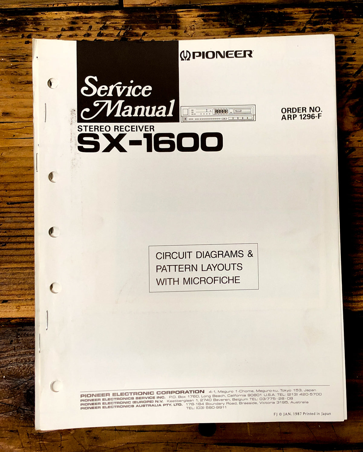 Pioneer SX-1600 Receiver Service Manual *Original*