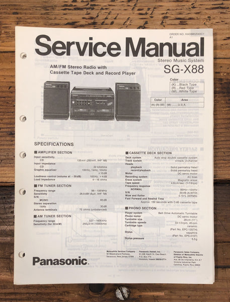 Panasonic SG-X88 Stereo  Service Manual *Original*