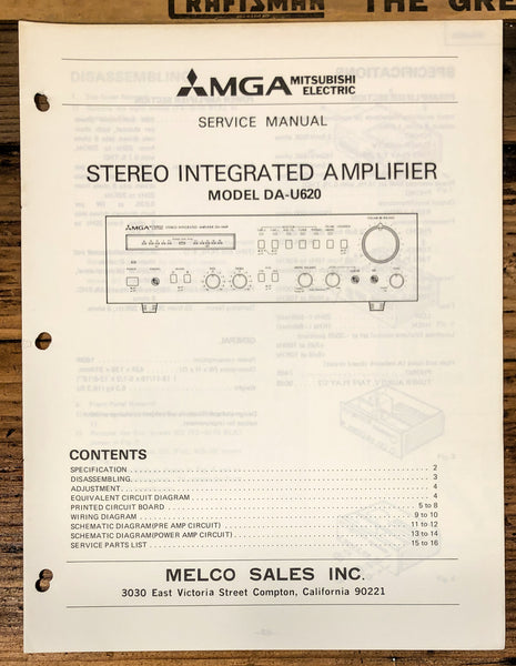 Mitsubishi DA-U620 Amplifier  Service Manual *Original*