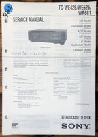 Sony TC-WE425 -WE525 -WR681 Cassette  Service Manual *Original*