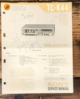 Sony TC-K44 Cassette Service Manual *Original*