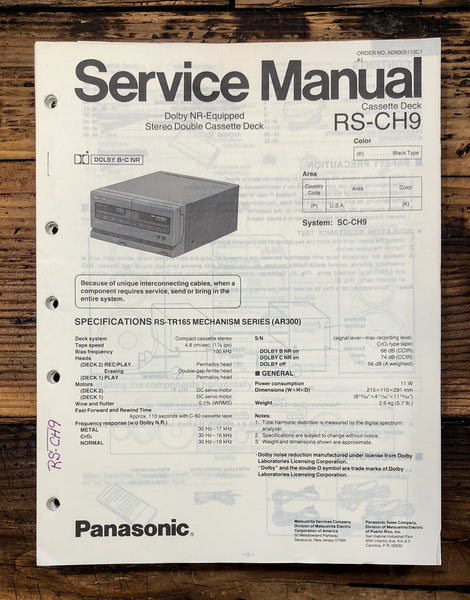 Panasonic RS-CH9 Cassette  Service Manual *Original*