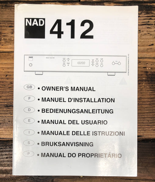 NAD Model 412 Tuner  Service Manual *Original*