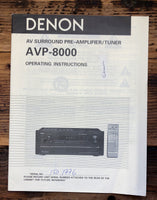 Denon AVP-8000 Preamp / Tuner  Owner / User Manual *Original*