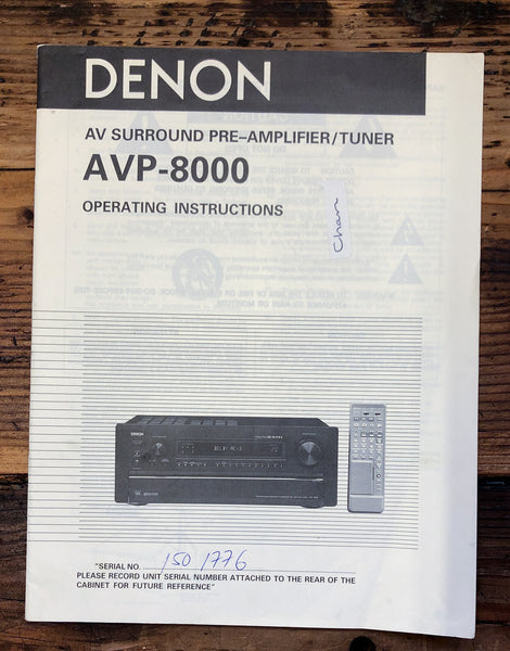 Denon AVP-8000 Preamp / Tuner  Owner / User Manual *Original*