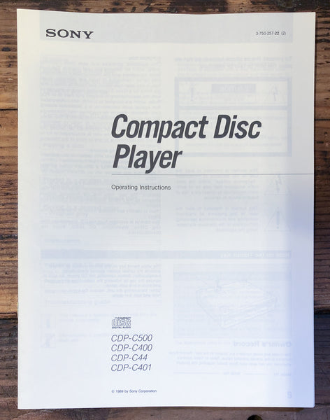 Sony CDP-C500 C400 C44 C401 CD Player  Owner / User Manual *Original*