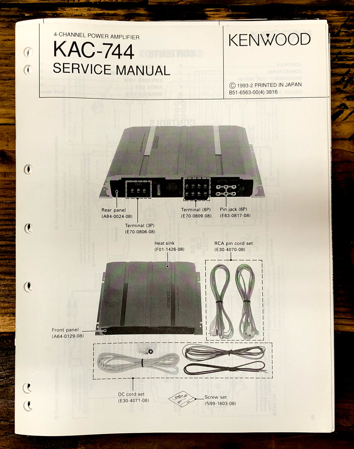 Kenwood KAC-744 Amplifier  Service Manual *Original*