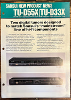 Sansui TU-D55X TU-D33X Tuner Spec Sheet Brochure  *Original*