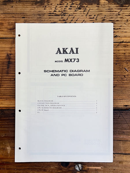 Akai Model MX73   Schematic Manual *Original*
