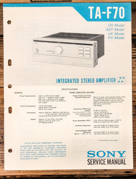Sony TA-F70 Amplifier  Service Manual *Original*
