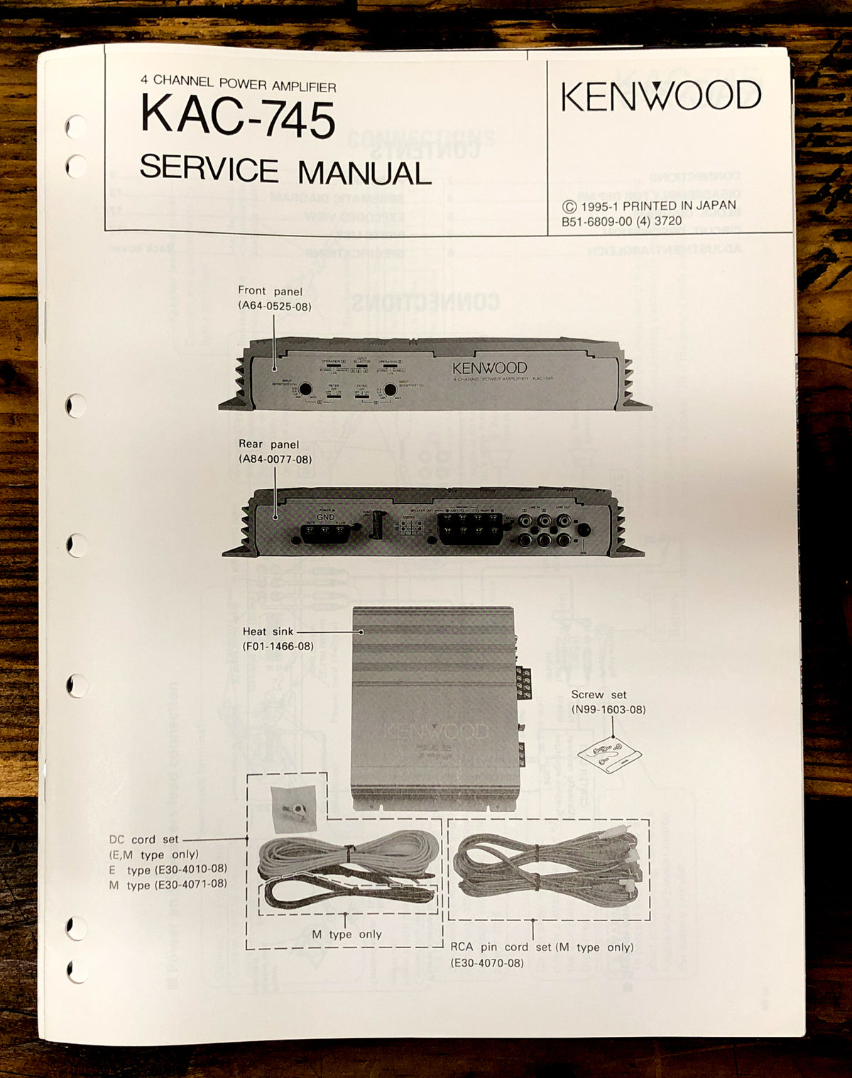 Kenwood KAC-745 Amplifier  Service Manual *Original*