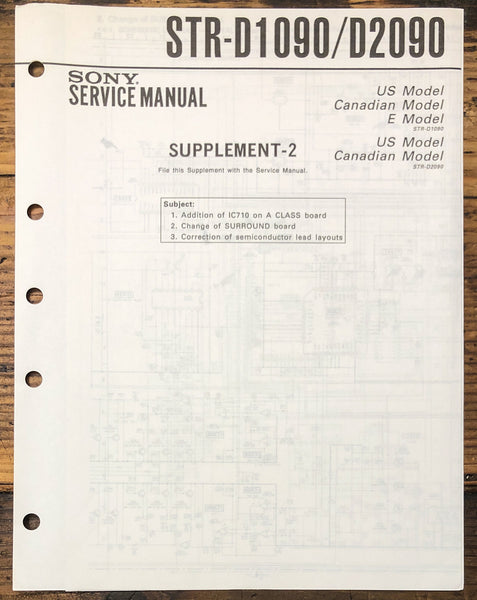 Sony STR-D1090 STR-D2090 Receiver Supp. 2 Service Manual *Original*