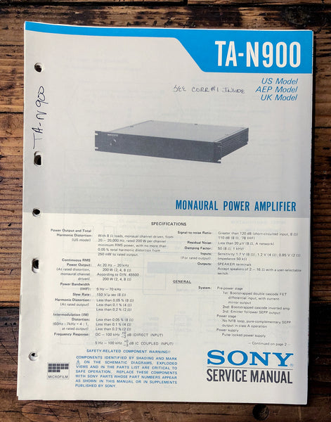 Sony TA-N900 Amplifier  Service Manual *Original*