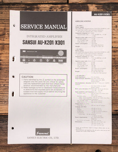 Sansui AU-X201 AU-X301 Amplifier  Service Manual *Original*