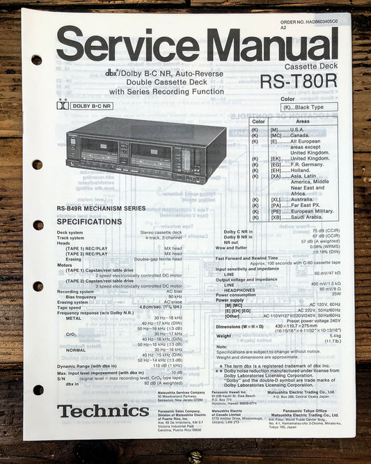 Technics RS-T80R Cassette Service Manual *Original*