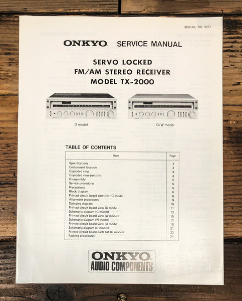 Onkyo TX-2000 Receiver Service Manual *Original*