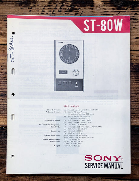 Sony ST-80W Tuner  Service Manual *Original*