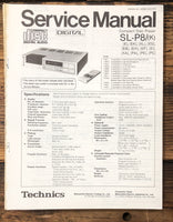 Technics SL-P8 CD Player  Service Manual *Original*