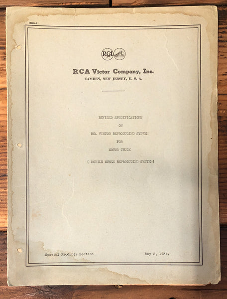 RCA Victor Truck / Mobile Sound Reproduction  1931 5pg Dealer Brochure *Orig*