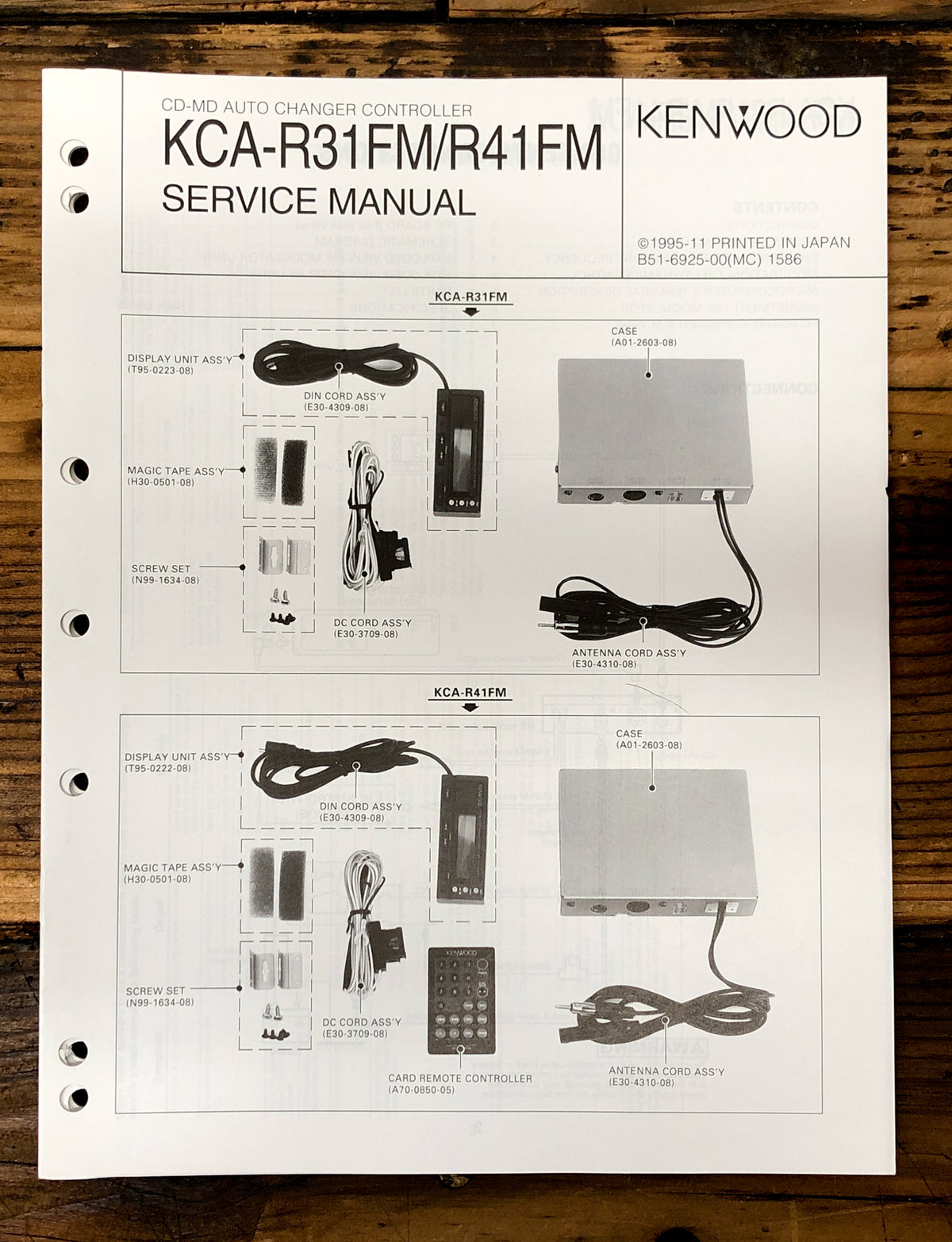 Kenwood KCA-R31FM -R41FM CD Changer  Service Manual *Original*