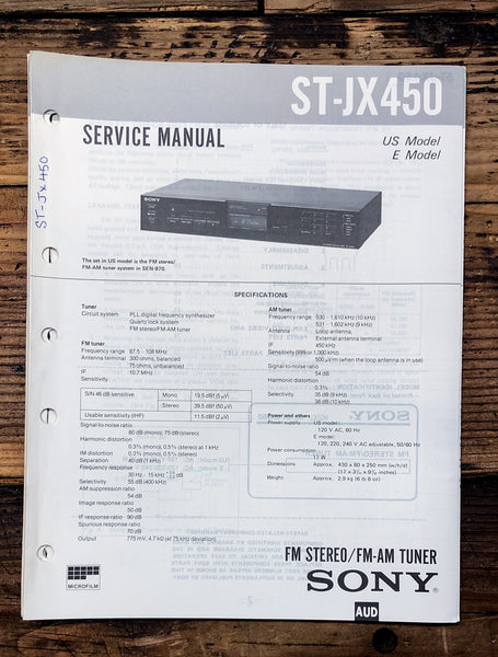 Sony ST-JX450 Tuner  Service Manual *Original*