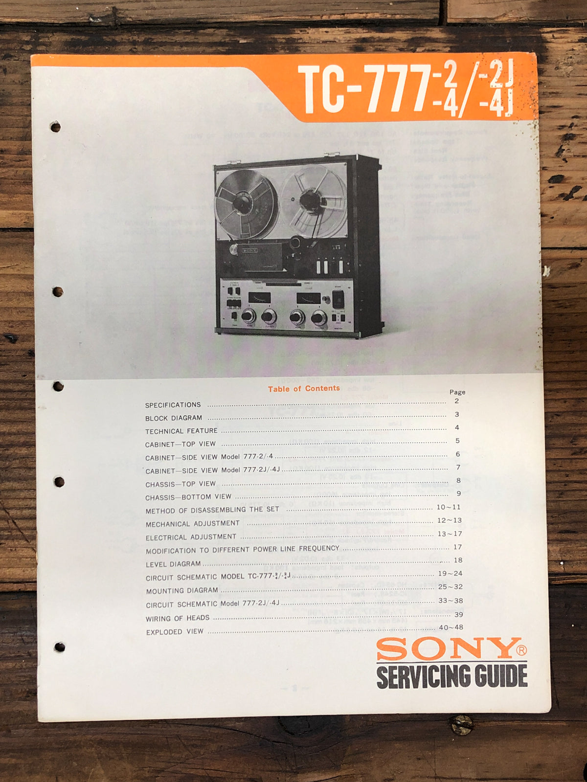 Sony TC-777 TC-777-2 TC-777-4 Reel to Reel  Service Manual *Original*