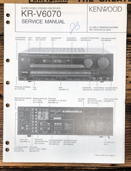 Kenwood KR-V6070 Receiver  Service Manual *Original*